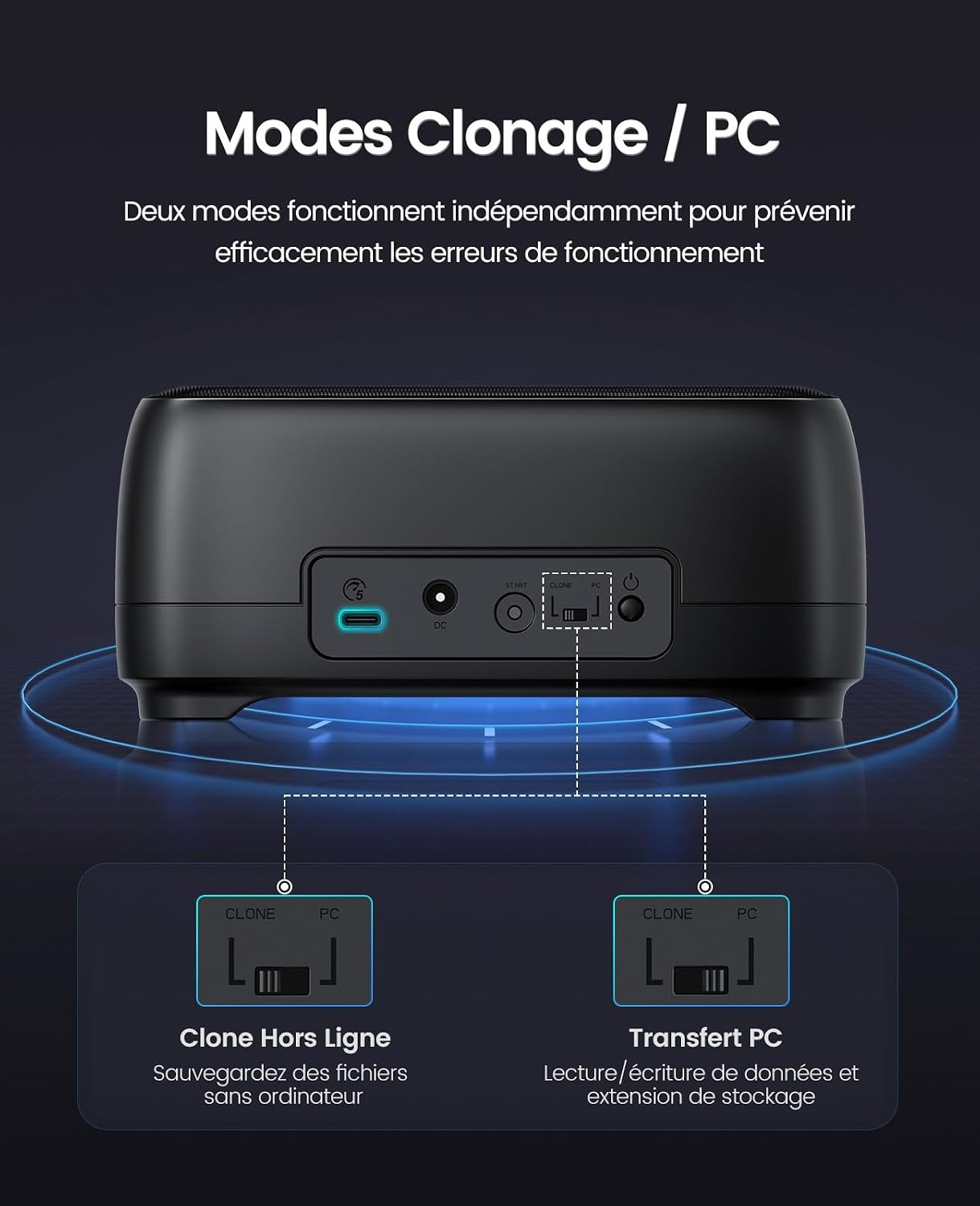 Docking Station 2x HDD/SSD 20TB, Klonen, USB 3.2 Type C, 33% Korting