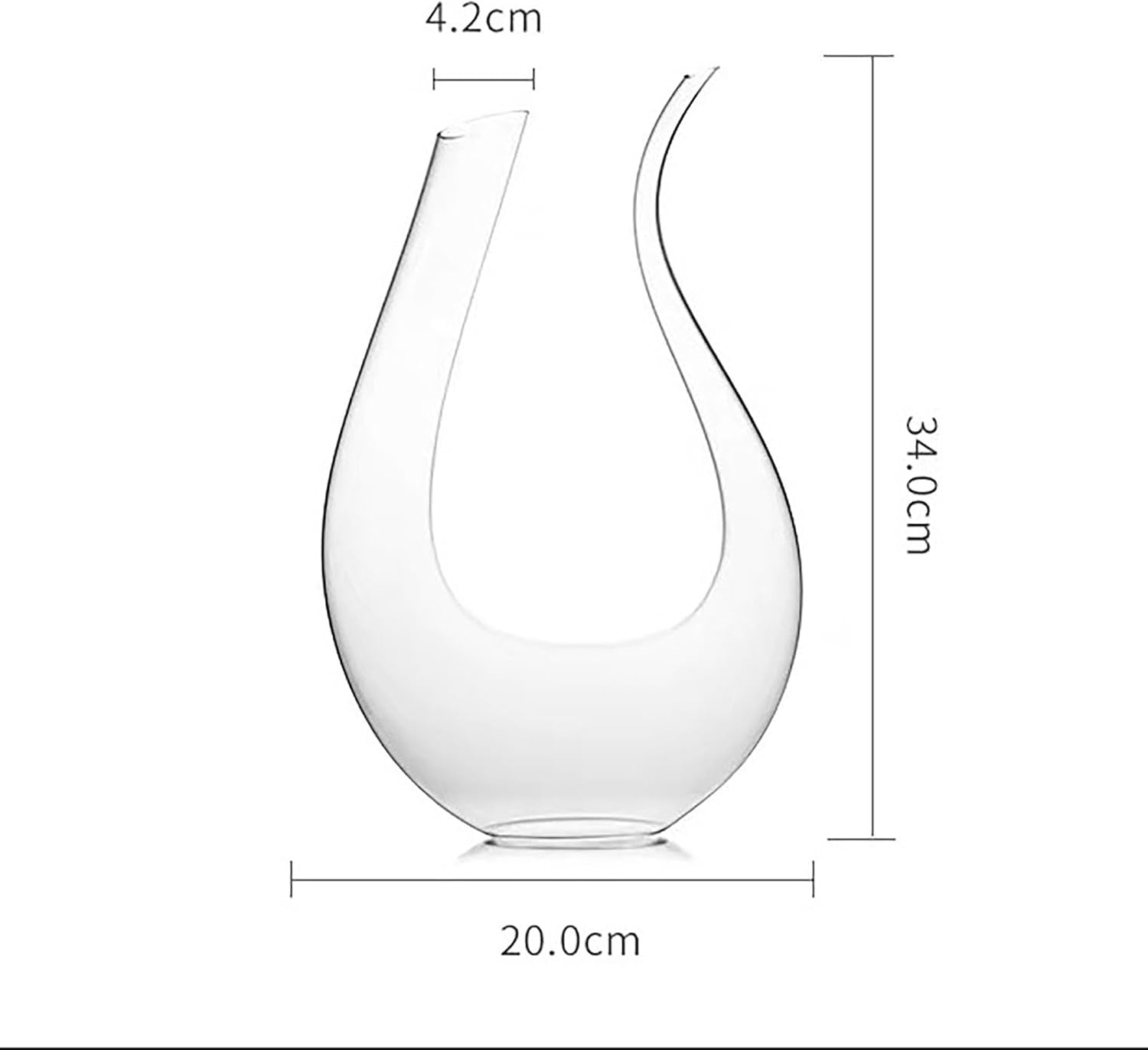Loodvrij Kristallen Wijnkaraf 1.5L U-vormig - 70% Korting!