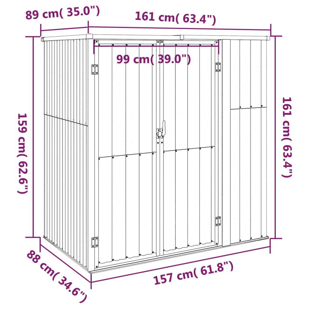vidaXL Tuinschuur 161x89x161 cm gegalvaniseerd staal grijs