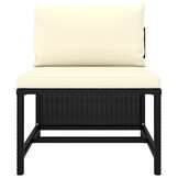 Sectionele Middenbank met Kussens - Poly Rattan Zwart (59% Korting)