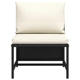 Sectionele Middenbank met Kussens - Poly Rattan Zwart (59% Korting)