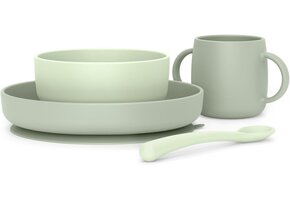 4-delig Groen Siliconen Babyservies met Zuignap (47% Korting)