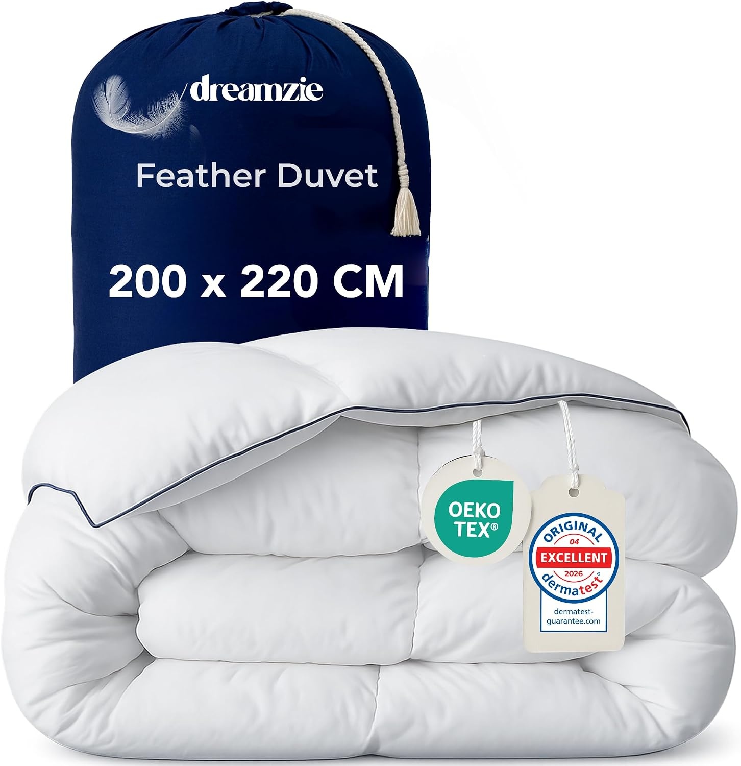 Dreamzie - Ultra Comfort Dekbed 200x220 cm - Dekbed van veren en eendendons - 450 gsm - Oeko-Tex, RDS & Downpass gecertificeerd