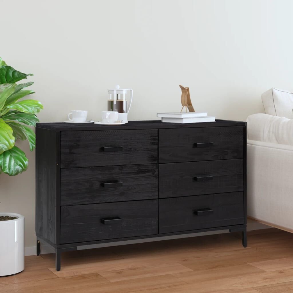 vidaXL Dressoir 110x35x70 cm massief grenenhout zwart