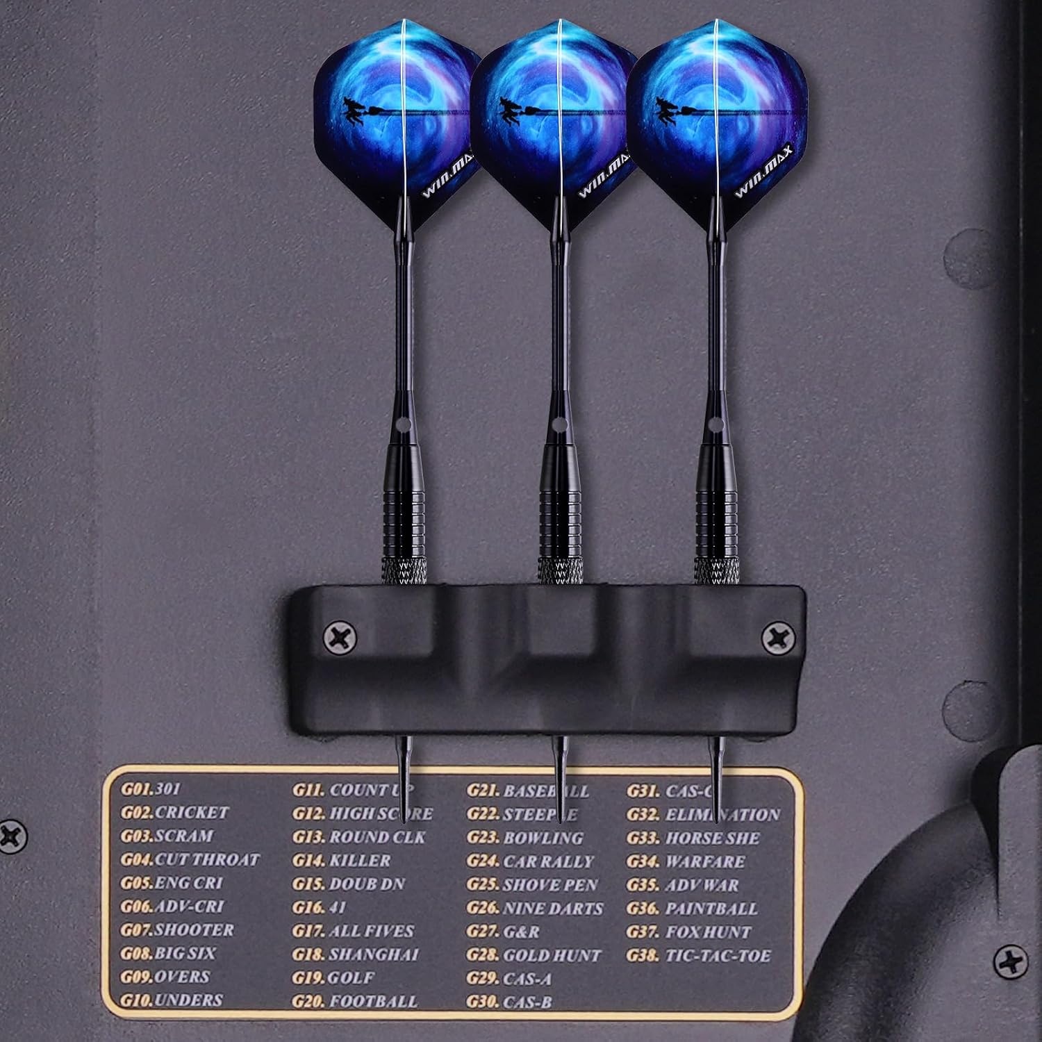 WIN.MAX Elektronisch dartbord, led-dartbord, elektrisch, digitaal dartbord voor volwassenen, met kast met 12 softpunt-dartbordset