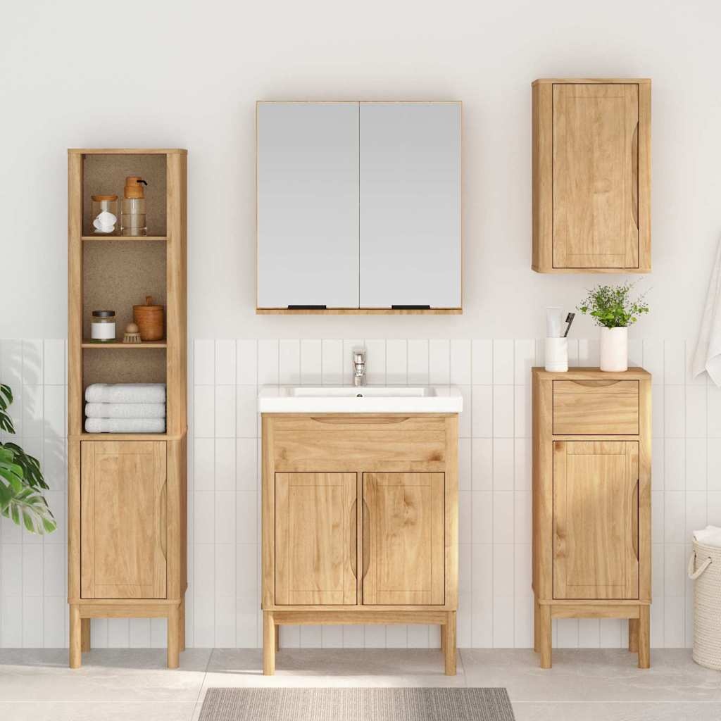 vidaXL Hoge badkamerkast Wasbruin 35 x 30 x 160 cm Massief Vurenhout