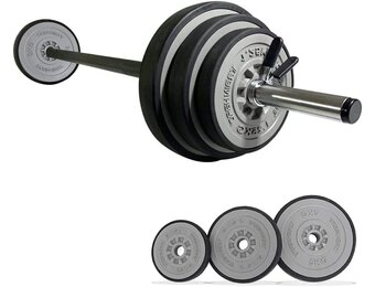 TrainHard 20 kg Dumbbell Set with Spring Locked Bars, Includes 6 Weight Plates, 140 cm Barbell Bars, Weight Lifting, Fitness Strength Training, Neck Protection, Non-Slip and Protective Base