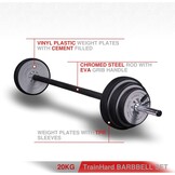 TrainHard 20 kg Dumbbell Set with Spring Locked Bars, Includes 6 Weight Plates, 140 cm Barbell Bars, Weight Lifting, Fitness Strength Training, Neck Protection, Non-Slip and Protective Base