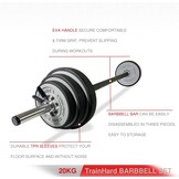 TrainHard 20 kg Dumbbell Set with Spring Locked Bars, Includes 6 Weight Plates, 140 cm Barbell Bars, Weight Lifting, Fitness Strength Training, Neck Protection, Non-Slip and Protective Base
