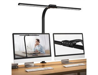 Hapfish Bureaulamp LED met klembalk, 24W superlange dimbare bureaulamp, met lichtsensor, 5 kleurtemperaturen, tafellamp voor kantoor