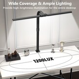 Hapfish Bureaulamp LED met klembalk, 24W superlange dimbare bureaulamp, met lichtsensor, 5 kleurtemperaturen, tafellamp voor kantoor