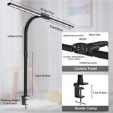Hapfish Bureaulamp LED met klembalk, 24W superlange dimbare bureaulamp, met lichtsensor, 5 kleurtemperaturen, tafellamp voor kantoor