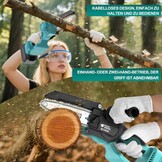Mini-kettingzaag, compatibel met Makita 18 V accu (zonder accu), 6 inch borstelloze accu-takkenzaag, handkettingzaag met automatische olievoorziening en afneembare zijgreep voor tuinschaar