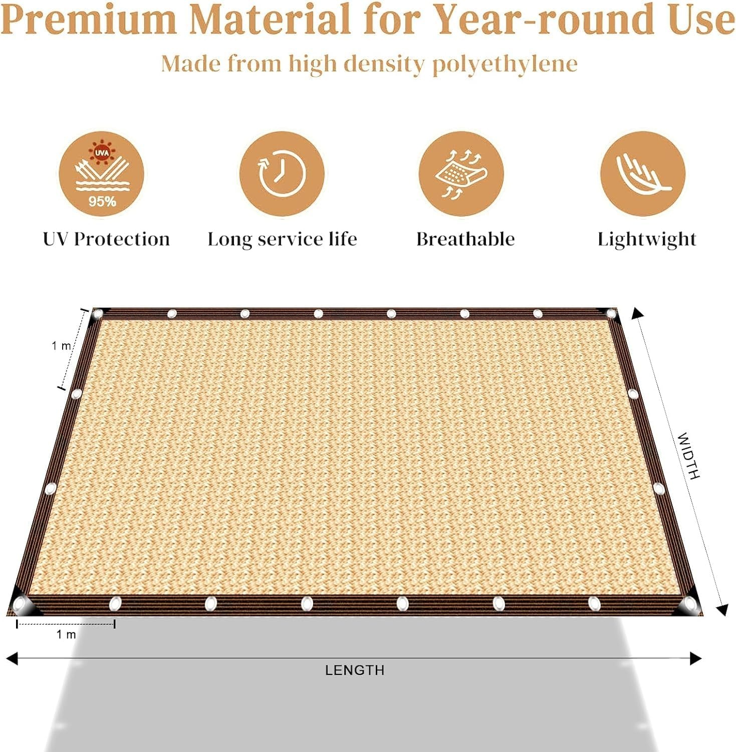 Shade Cloth Sun Shade Fabric for Home Pergola Shade Cover Windproof Water Permeable