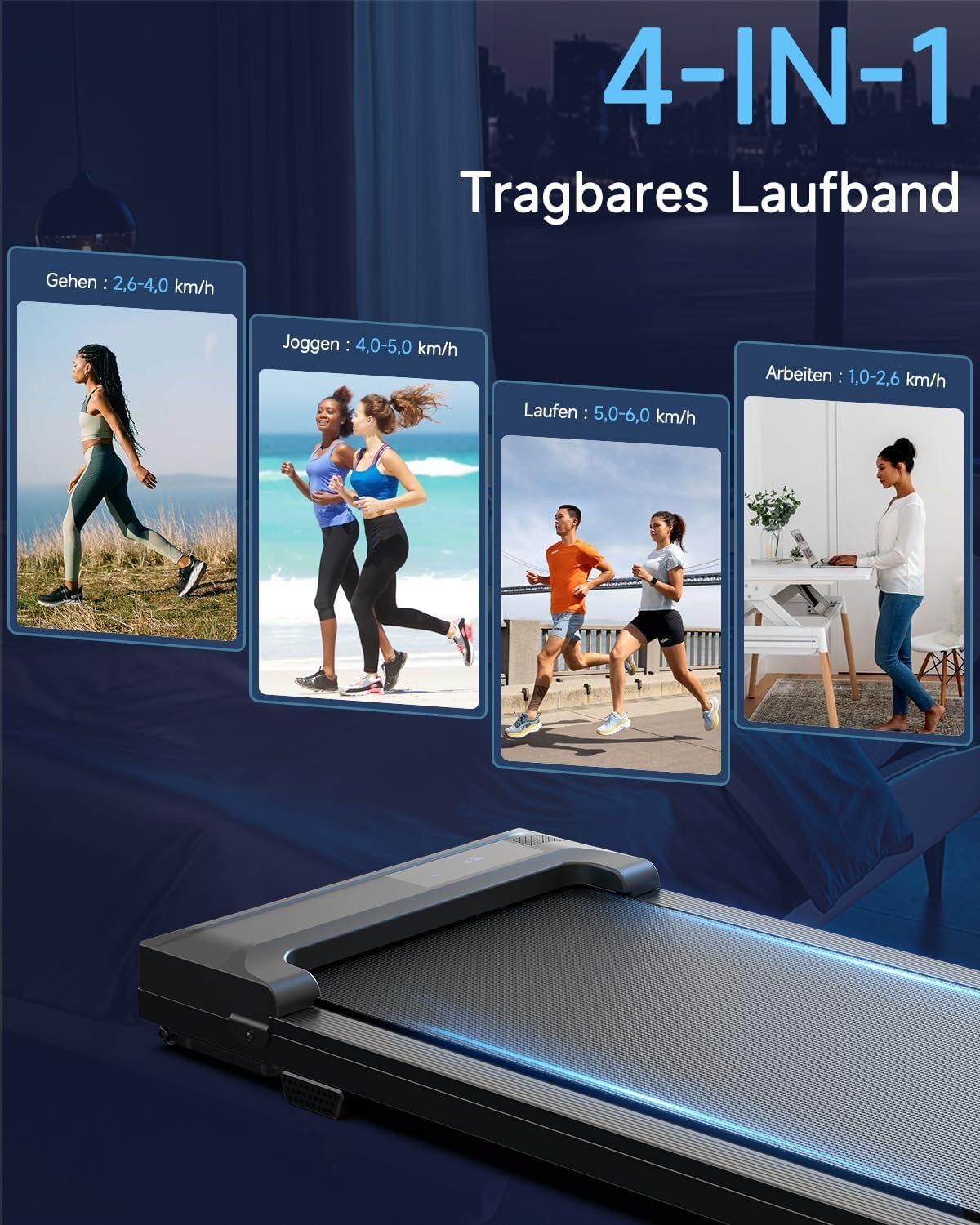 Walking Pad loopband voor thuis, kantoor loopband, onder bureau, looppad, stil, draagbaar, compact, mini-loopband, led-display, trapmolen, afstandsbediening