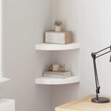 Hoekschappen Zwevend 2 stuks Hoogglans Wit - 83% Korting