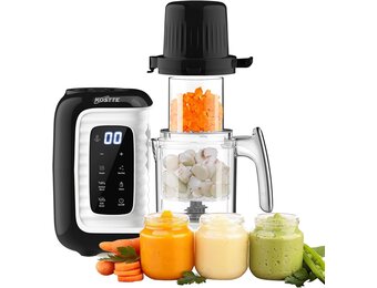 babyvoedingmaker, multifunctionele babykeukenmachine, zacht stomen, grote capaciteit voor baby, mixer en kooktoestel multifunctionele stoompan met slimme bediening, zwart