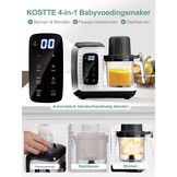 babyvoedingmaker, multifunctionele babykeukenmachine, zacht stomen, grote capaciteit voor baby, mixer en kooktoestel multifunctionele stoompan met slimme bediening, zwart