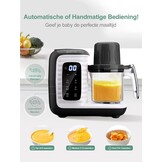 babyvoedingmaker, multifunctionele babykeukenmachine, zacht stomen, grote capaciteit voor baby, mixer en kooktoestel multifunctionele stoompan met slimme bediening, zwart
