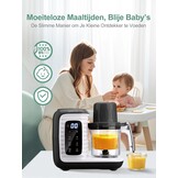 babyvoedingmaker, multifunctionele babykeukenmachine, zacht stomen, grote capaciteit voor baby, mixer en kooktoestel multifunctionele stoompan met slimme bediening, zwart