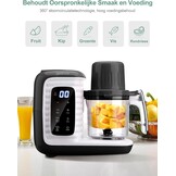 babyvoedingmaker, multifunctionele babykeukenmachine, zacht stomen, grote capaciteit voor baby, mixer en kooktoestel multifunctionele stoompan met slimme bediening, zwart