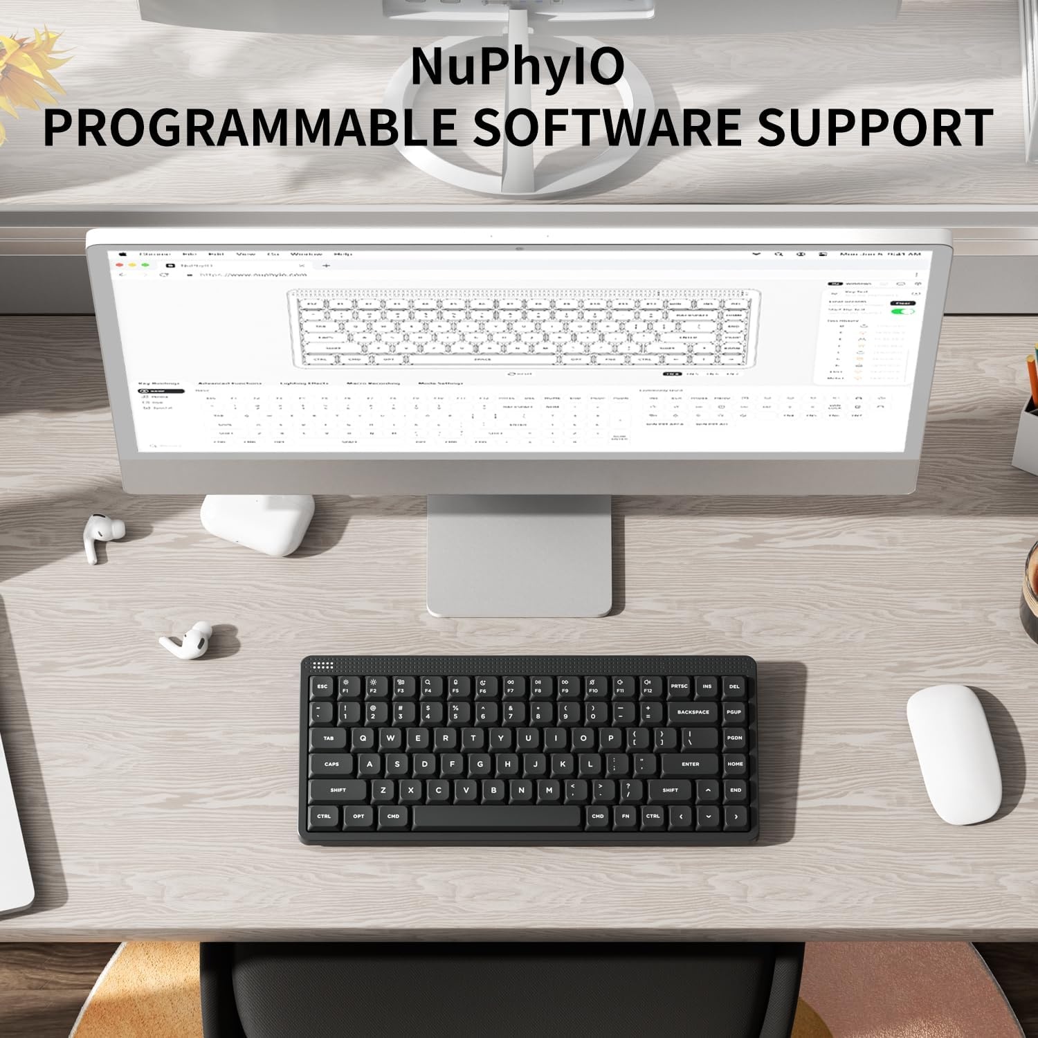 nuphy Node75 Wireless Mechanical Keyboard, 75% Hot-Swappable Custom Low Profile Keyboard, 84 Keys Computer Gaming Keyboards, Supports Touch Gestures, PBT Keycaps - Maat Blush Nano Switch