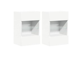 TV Wandmeubels met LED Verlichting - 2 Stuks - Wit - 73% Korting