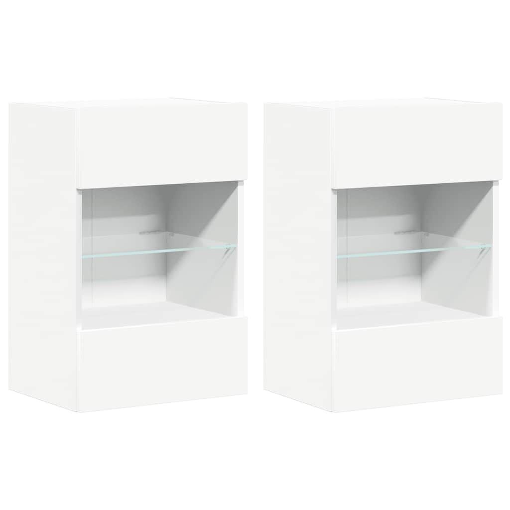TV-Wandmeubel Wit met LED-verlichting (2 stuks) - 75% Korting!