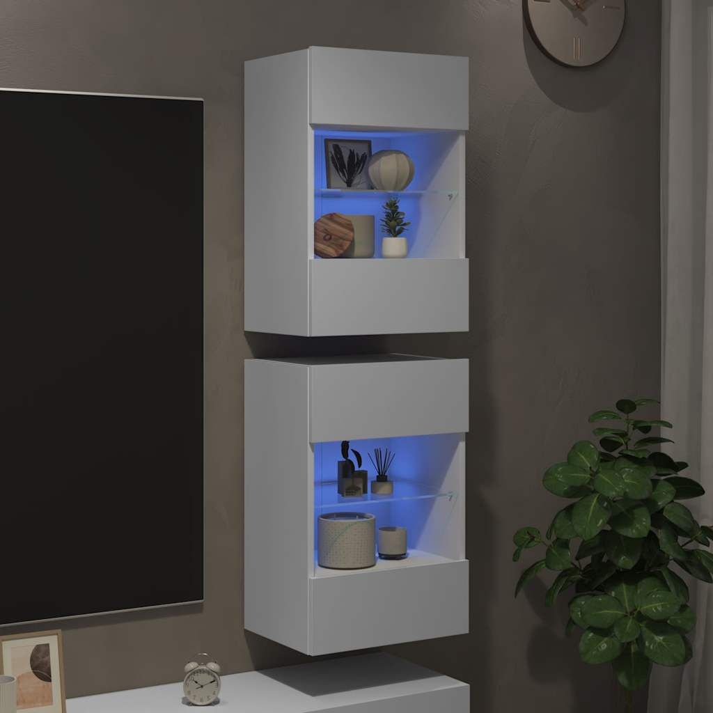 TV-Wandmeubel Wit met LED-verlichting (2 stuks) - 75% Korting!