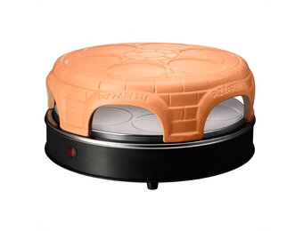 Emerio Pizzarette Origineel - 6 Persoons Pizza Oven - Handgemaakte Terracotta Koepel - 6 Geïsoleerde Bakspatels - RVS Bakplaat - Gourmetstel - PO-115848.1 1500W