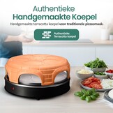 Emerio Pizzarette Origineel - 6 Persoons Pizza Oven - Handgemaakte Terracotta Koepel - 6 Geïsoleerde Bakspatels - RVS Bakplaat - Gourmetstel - PO-115848.1 1500W