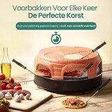 Emerio Pizzarette Origineel - 6 Persoons Pizza Oven - Handgemaakte Terracotta Koepel - 6 Geïsoleerde Bakspatels - RVS Bakplaat - Gourmetstel - PO-115848.1 1500W
