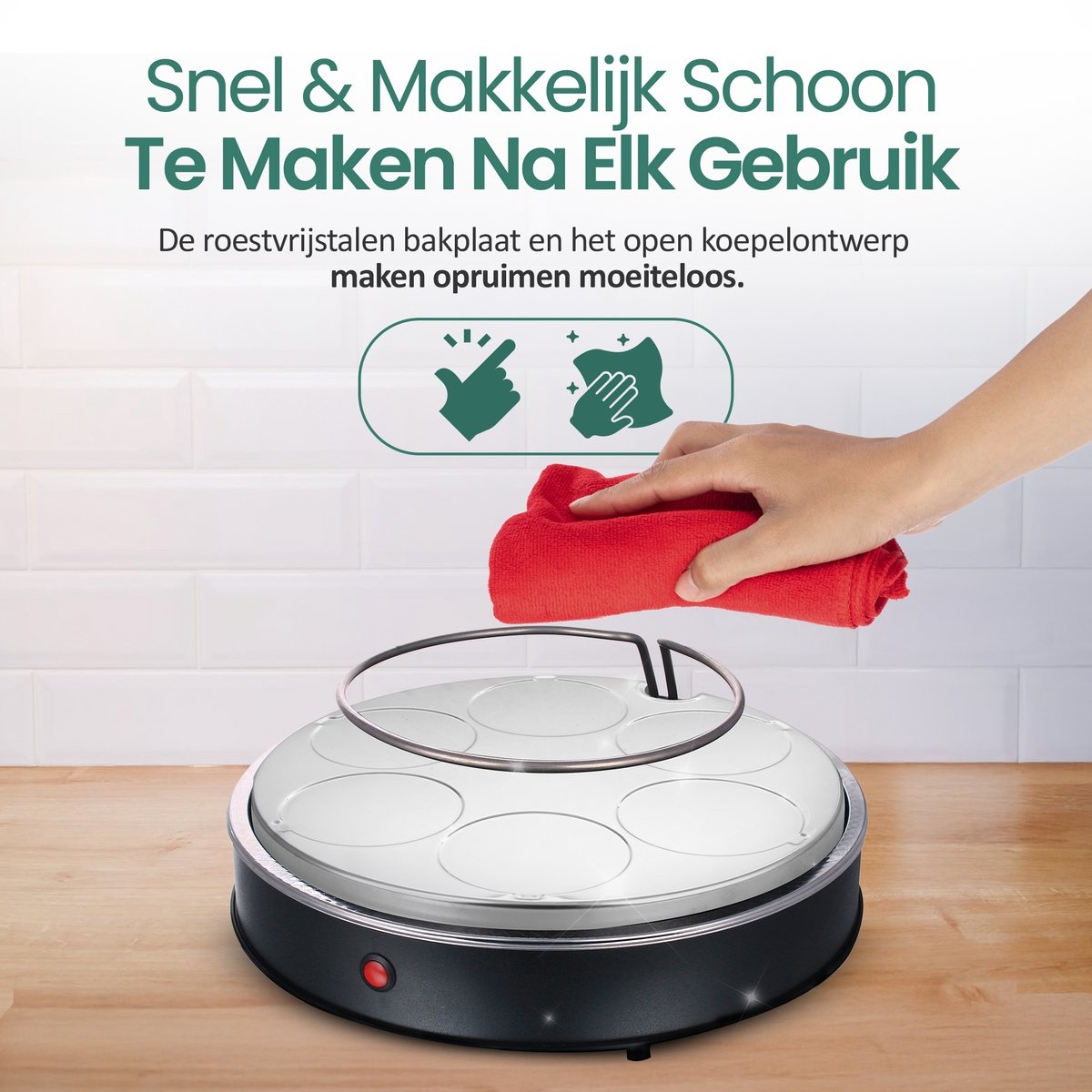 Emerio Pizzarette Origineel - 6 Persoons Pizza Oven - Handgemaakte Terracotta Koepel - 6 Geïsoleerde Bakspatels - RVS Bakplaat - Gourmetstel - PO-115848.1 1500W