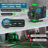 Cross Line Laser with Tripod, 4 x 360° Self-Levelling Laser Spirit Level, Flawless Line Laser with 360° Rotation Window, 30 m ± 0.2 mm/m, with 2 x 4000 mAh Battery, LED Display/App/Remote Control