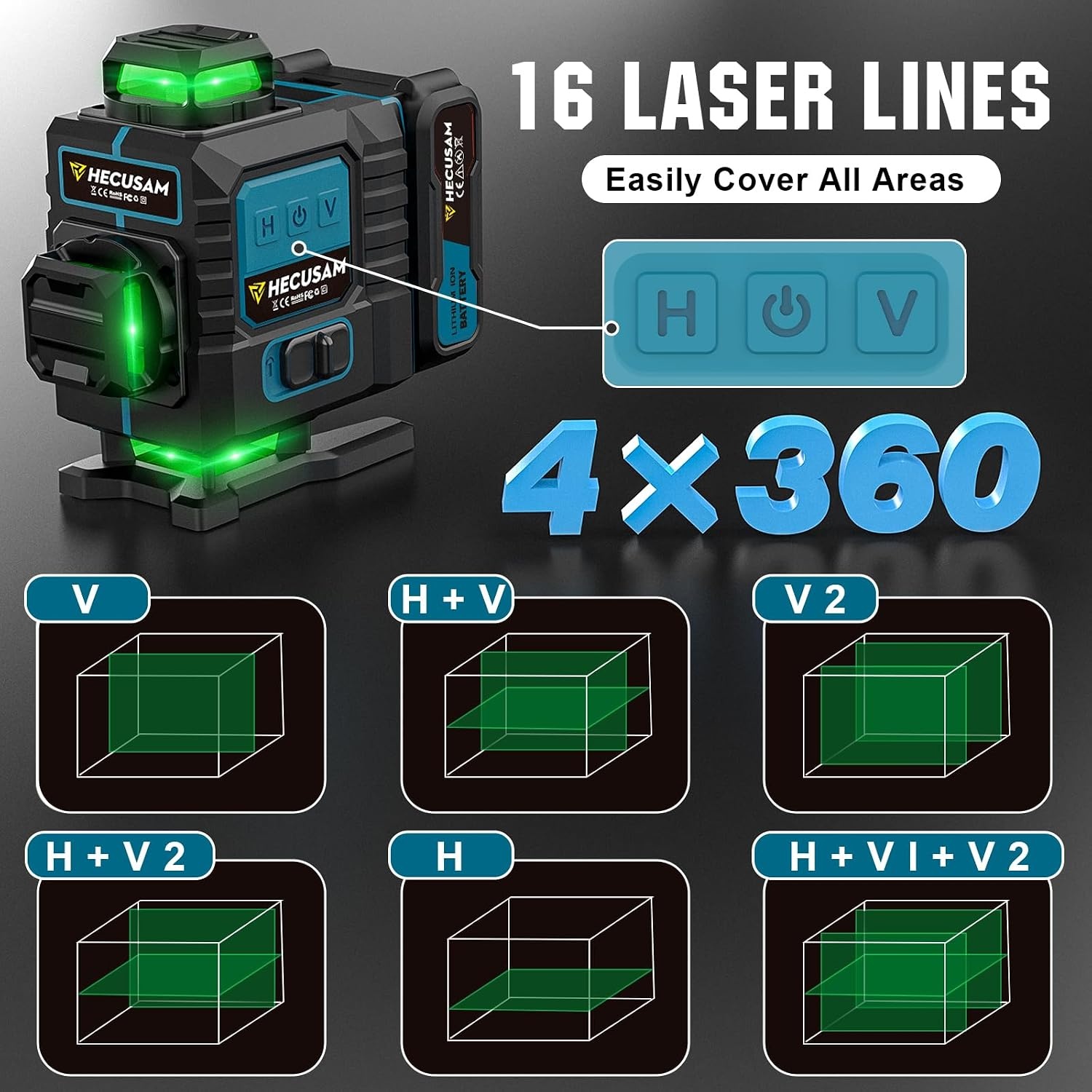 Cross Line Laser with Tripod, 4 x 360° Self-Levelling Laser Spirit Level, Flawless Line Laser with 360° Rotation Window, 30 m ± 0.2 mm/m, with 2 x 4000 mAh Battery, LED Display/App/Remote Control