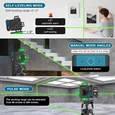 Cross Line Laser with Tripod, 4 x 360° Self-Levelling Laser Spirit Level, Flawless Line Laser with 360° Rotation Window, 30 m ± 0.2 mm/m, with 2 x 4000 mAh Battery, LED Display/App/Remote Control