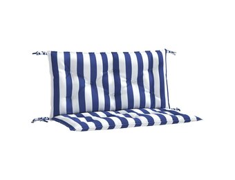 vidaXL Tuinbankkussens 2 st gestreept 100x50x7 cm stof wit en blauw
