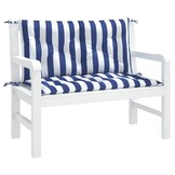 vidaXL Tuinbankkussens 2 st - Wit/Blauw Gestreept - 59% Korting