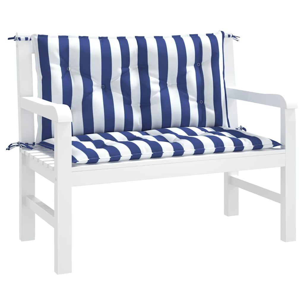 vidaXL Tuinbankkussens 2 st - Wit/Blauw Gestreept - 59% Korting