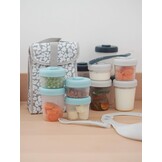 BÉABA Bewaarbakjes Set 12-delig met 2 Siliconen Lepels - Storm - 90ml, 150ml en 250ml