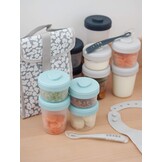 BÉABA Bewaarbakjes Set 12-delig met 2 Siliconen Lepels - Storm - 90ml, 150ml en 250ml