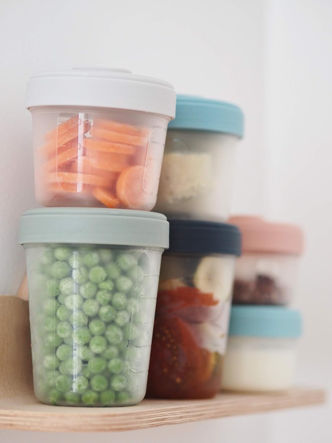 BÉABA Bewaarbakjes Set 12-delig met 2 Siliconen Lepels - Storm - 90ml, 150ml en 250ml