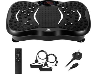 AGM Power Plate Gym Fitness Machine with Bluetooth Speaker Unisex Vibration Trainer for Weight Loss & Body Toning 21LB, [Black/3 Modes]