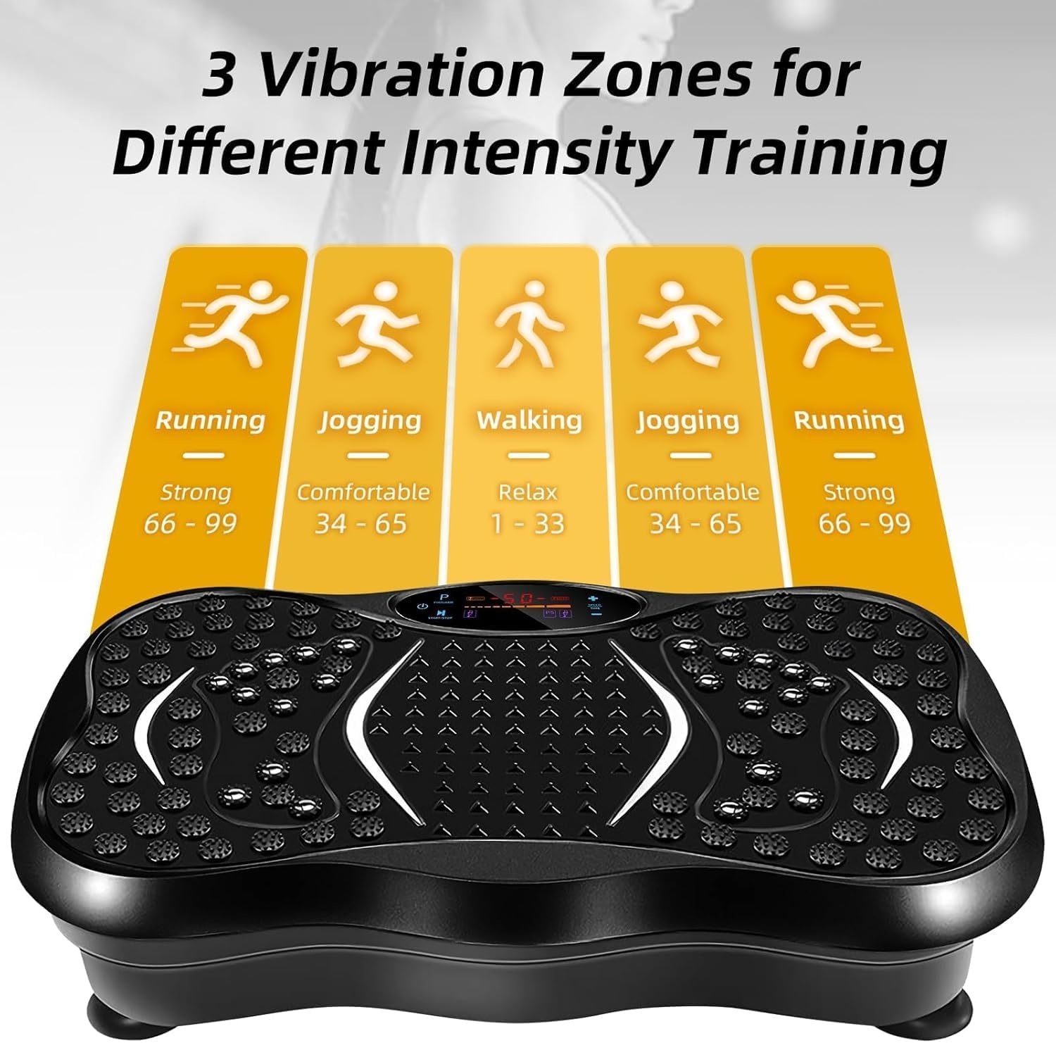 AGM Power Plate Gym Fitness Machine with Bluetooth Speaker Unisex Vibration Trainer for Weight Loss & Body Toning 21LB, [Black/3 Modes]