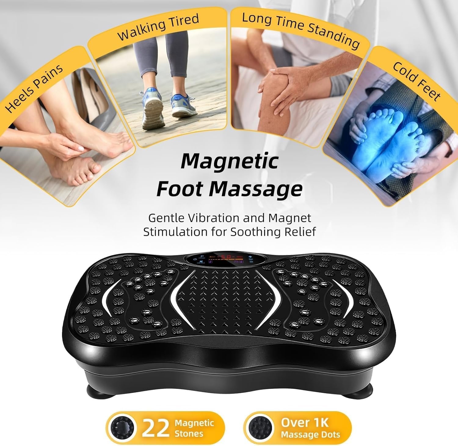 AGM Power Plate Gym Fitness Machine with Bluetooth Speaker Unisex Vibration Trainer for Weight Loss & Body Toning 21LB, [Black/3 Modes]