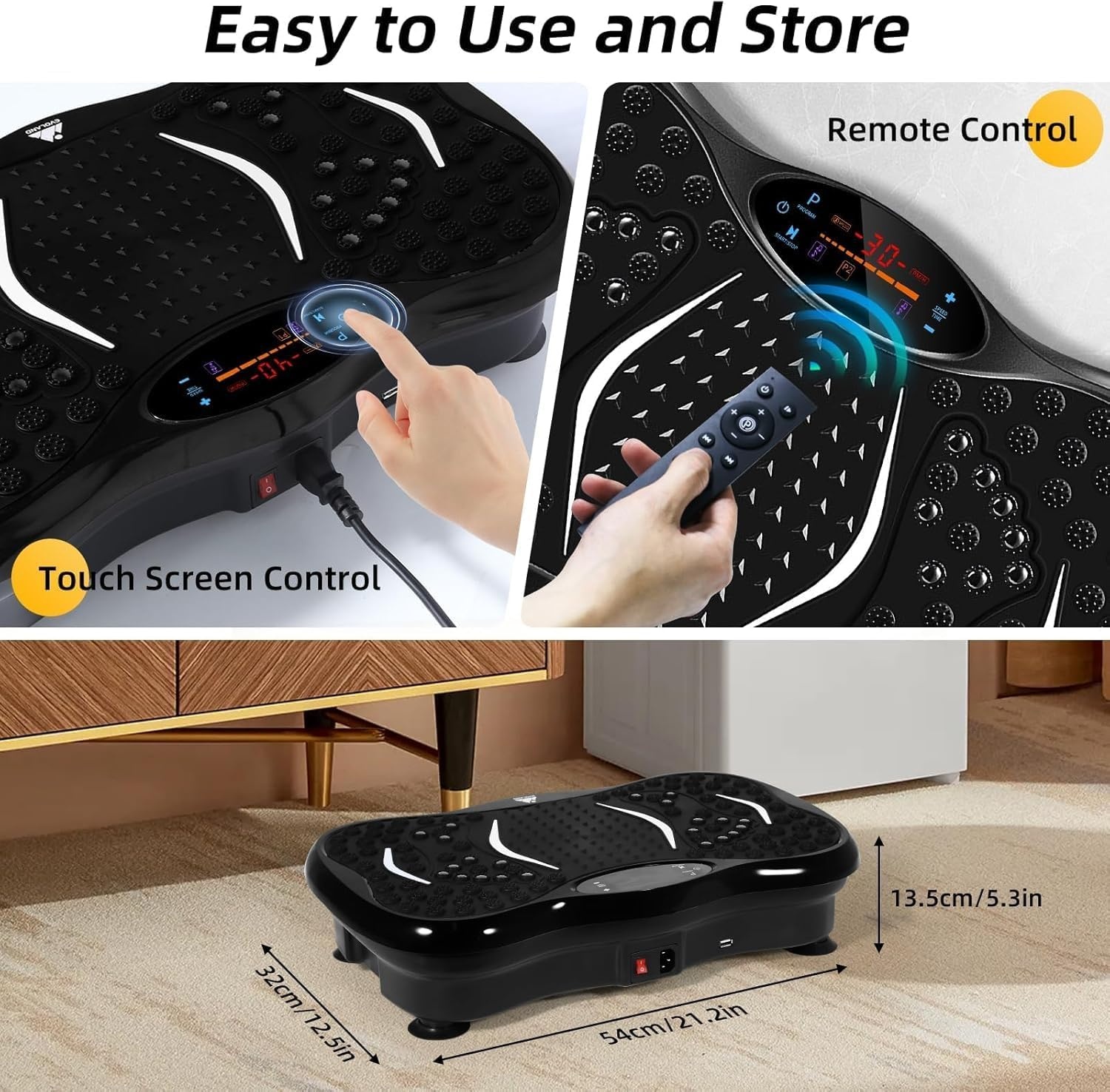 AGM Power Plate Gym Fitness Machine with Bluetooth Speaker Unisex Vibration Trainer for Weight Loss & Body Toning 21LB, [Black/3 Modes]