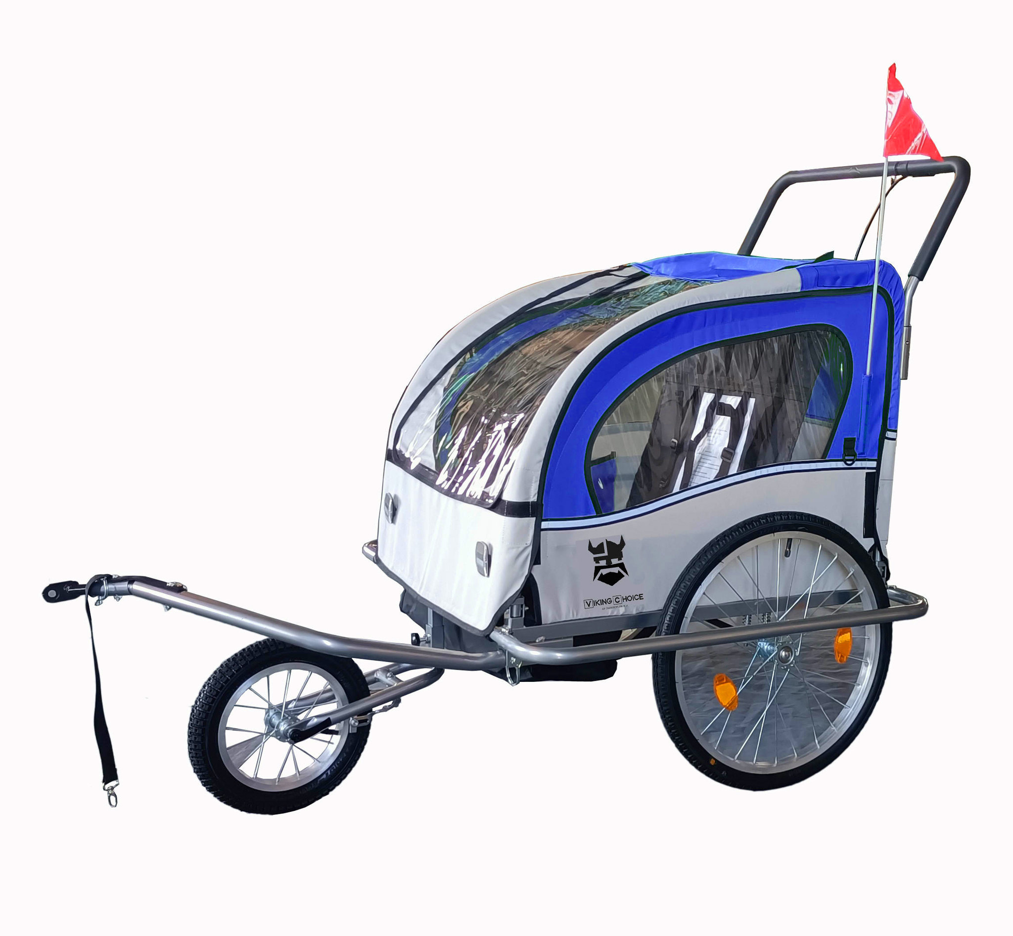 Fietskar kind - fietsaanhanger - met schokbreker - blauw