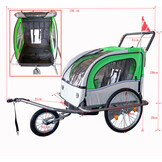 Fietskar kind - fietsaanhanger - met schokbreker - blauw
