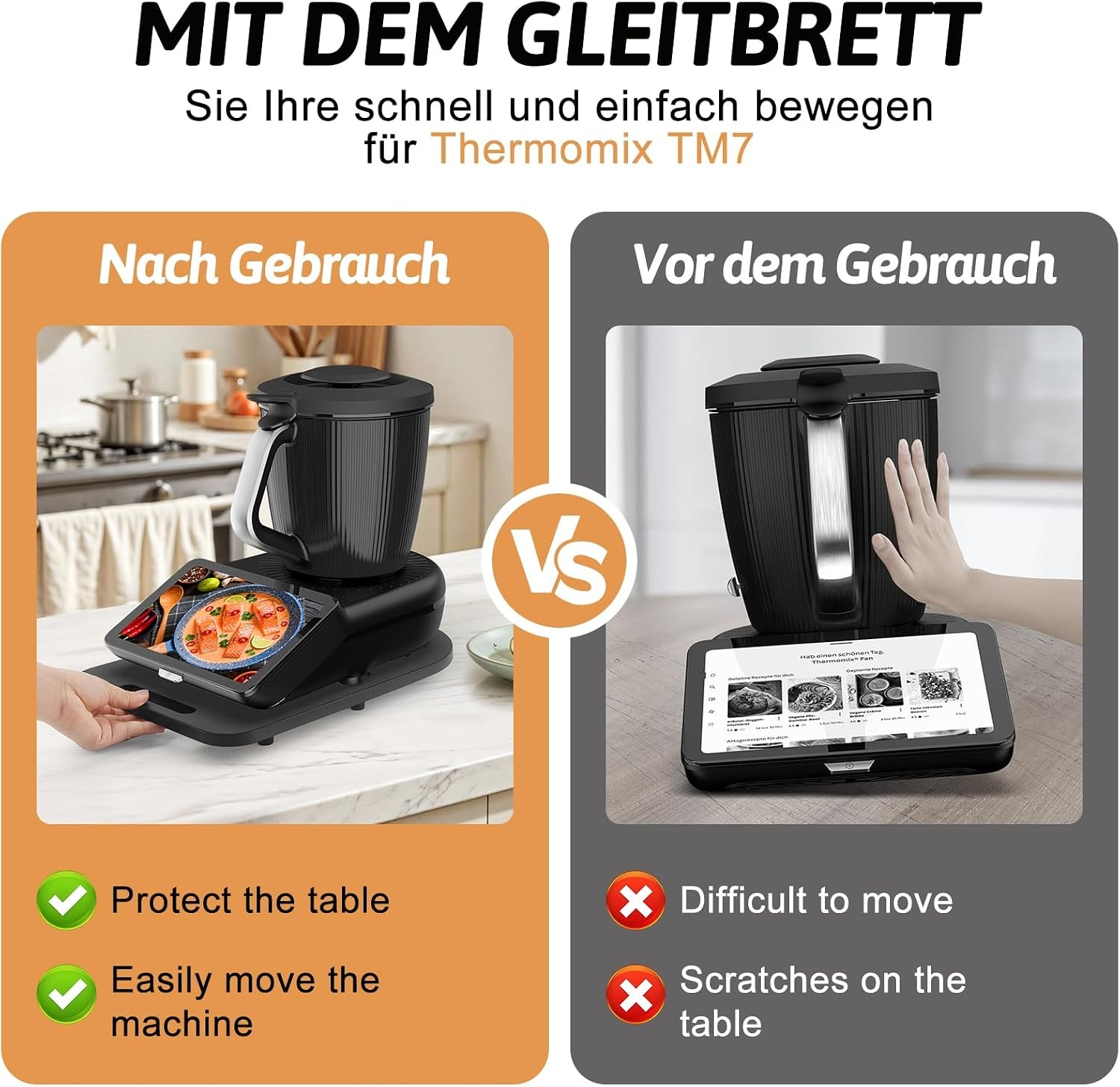 Glijplank voor Thermomix TM7, snel bewegende rolplank voor Thermomix