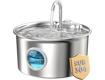 Kattenfontein om te drinken: roestvrijstalen kattenfontein - 2,6 liter waterfonteinen kattenbak automatisch - stille waterfontein voor huisdieren binnen - drinkfontein voor huisdieren met zichtbaar